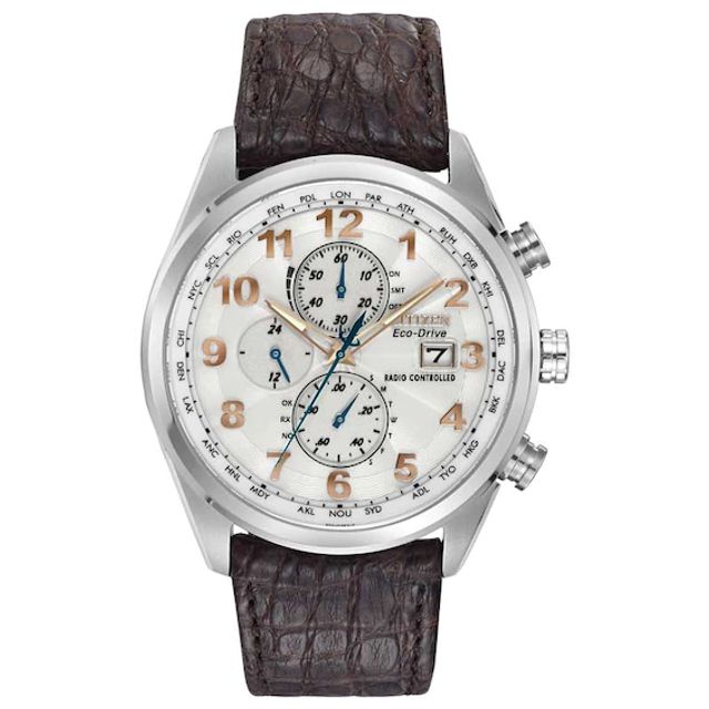 Men's Citizen Eco-DriveÂ® Limited Edition World Chronograph A-T Watch with White Dial (Model: At8010-23A)