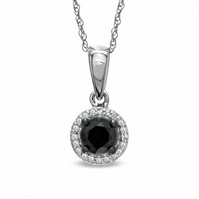 1/2 CT. T.w. Enhanced Black and White Diamond Frame Pendant in 14K White Gold