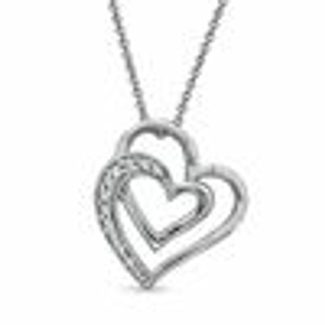 Zales | Jewelry | Zales Diamond Accent Double Heart Necklace New | Poshmark