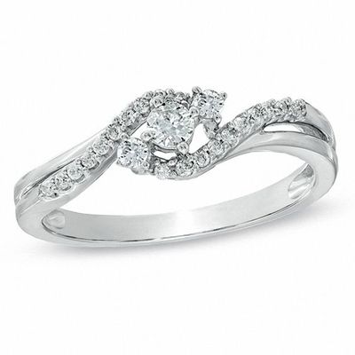 1/4 CT. T.w. Diamond Bypass Promise Ring in 10K White Gold