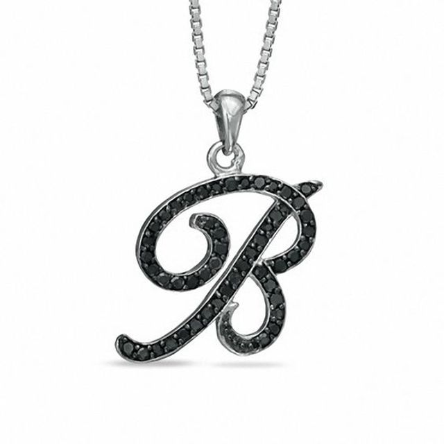 1/4 CT. T.w. Black Diamond "B" Initial Pendant in Sterling Silver