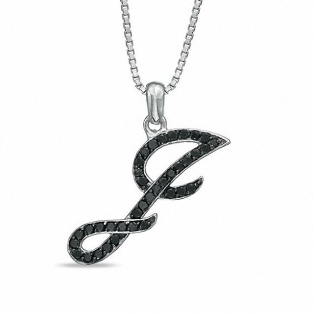 1/4 CT. T.w. Black Diamond "J" Initial Pendant in Sterling Silver