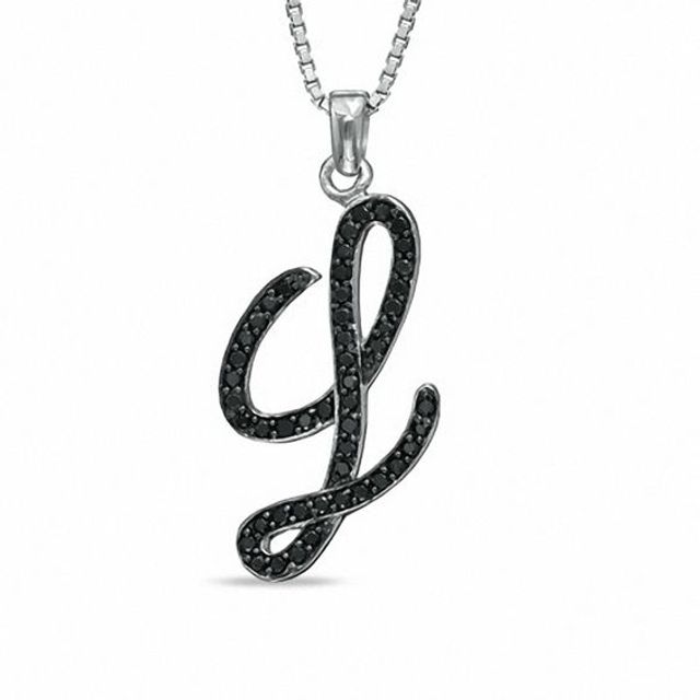 1/4 CT. T.w. Black Diamond "L" Initial Pendant in Sterling Silver