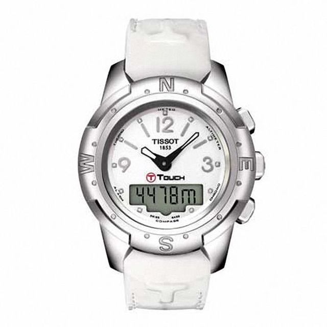 Ladies' Tissot T-Touch II Diamond Accent Titanium Strap Watch with White Dial (Model: T047.220.46.016.00)