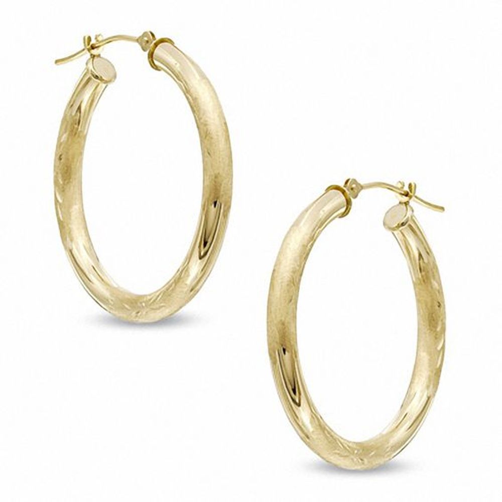 28mm Diamond-Cut Hoop Earrings in 14K Gold