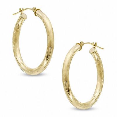 28mm Diamond-Cut Hoop Earrings in 14K Gold
