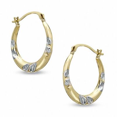 Medium Diamond-Cut Hoop Earrings in 14K Gold