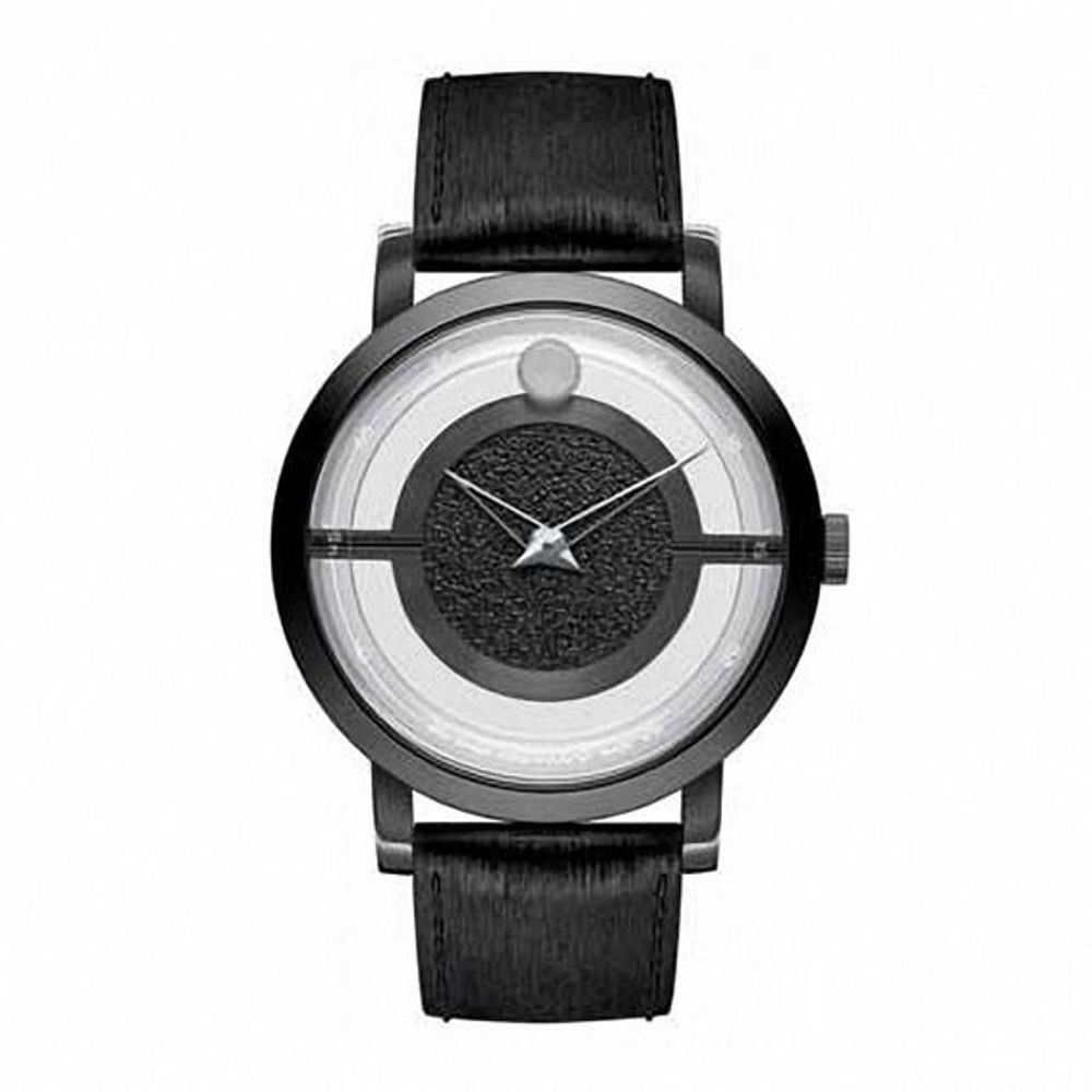 Men's Movado Museum® Black PVD Stainless Steel Watch with Black Translucent Dial (Model: 0606568)