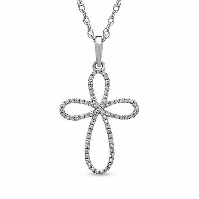 1/7 CT. T.w. Diamond Looped Cross Pendant in Sterling Silver