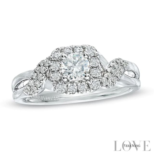 Vera Wang Love Collection 3/4 CT. T.w. Diamond Frame Twist Engagement Ring in 14K White Gold