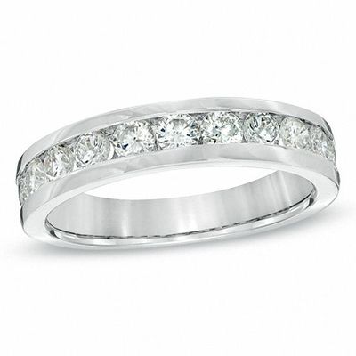 1 CT. T.w. Certified Diamond Anniversary Band in 18K White Gold (F/I1)
