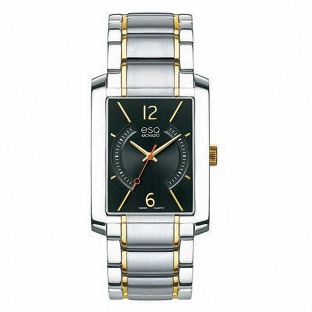 Men's ESQ Movado Synthesis Two-Tone Watch with Rectangular Black Dial (Model: 07301412)