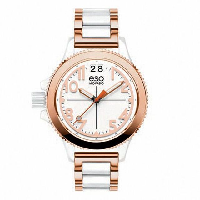 Ladies' ESQ Movado Fusion Two-Tone Interchangeable Strap Watch with White Dial (Model: 07101403
