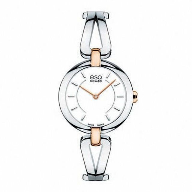 Ladies' ESQ Movado Corbel Two-Tone Bangle Watch with White Dial (Model