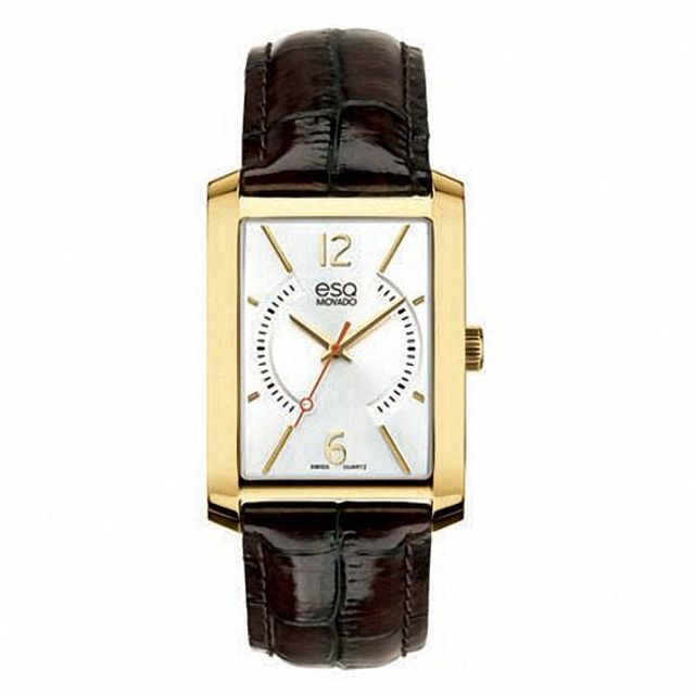 Men's ESQ Movado Synthesis Gold-Tone Strap Watch with Rectangular Silver-Tone Dial (Model: 07301420)