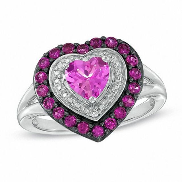 Heart Shaped Lab Pink Sapphire Ring