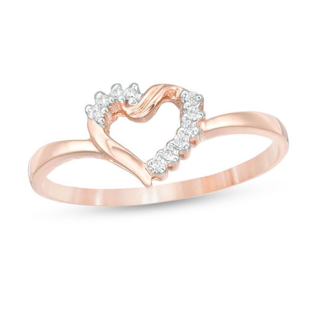 1/20 CT. T.w. Diamond Heart Ring in 10K Rose Gold