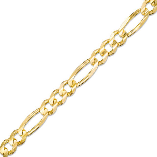 7.0mm Figaro Chain Bracelet in Solid 14K Gold - 8.5"