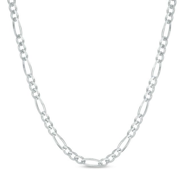 Men's 3.0mm Figaro Chain Necklace in Solid 14K White Gold - 24"