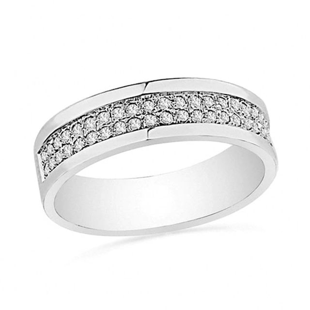 1/5 CT. T.w. Diamond Double Row Band in Sterling Silver