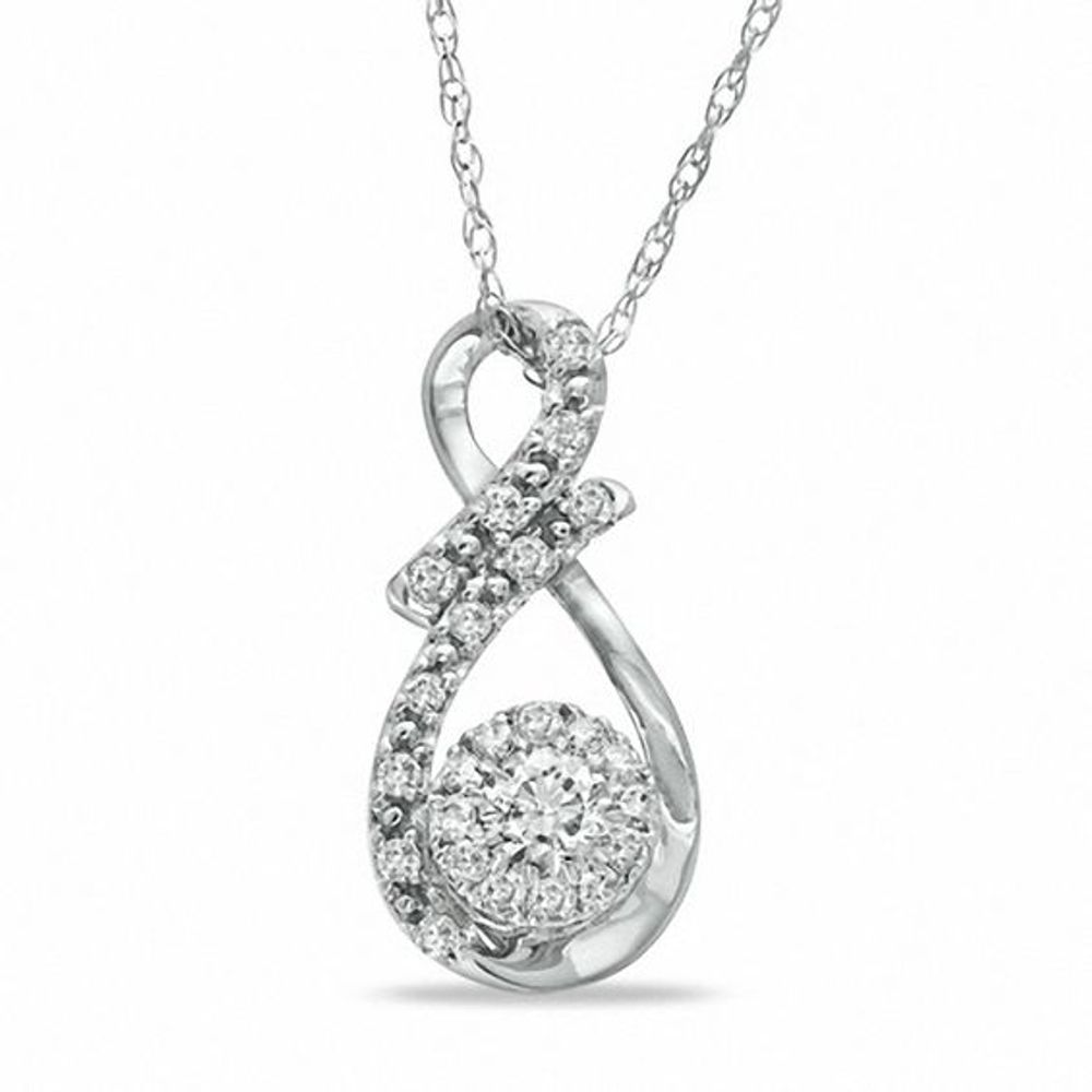 1/4 CT. T.w. Composite Diamond Infinity Loop Pendant in 10K White Gold