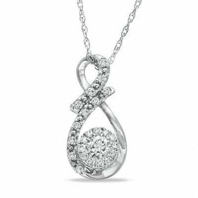 1/4 CT. T.w. Composite Diamond Infinity Loop Pendant in 10K White Gold