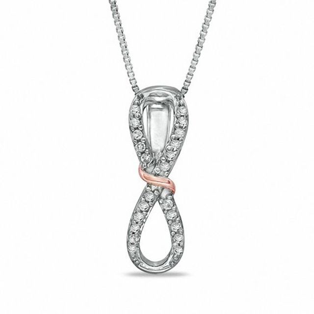 1/10 CT. T.w. Diamond Infinity Loop Pendant in Sterling Silver and 14K Rose Gold Plate