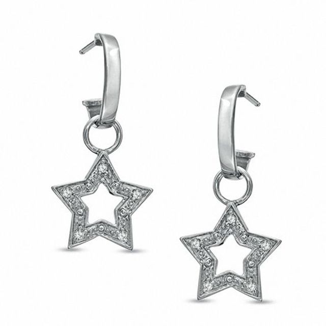 1/10 CT. T.w. Diamond Star Drop Earrings in Sterling Silver