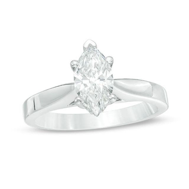 Celebration Ideal 1 CT. Marquise Certified Diamond Solitaire Engagement Ring in 14K White Gold (J/I1)