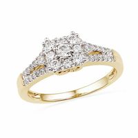 1/2 CT. T.w. Multi-Diamond Square Ring in 10K Gold