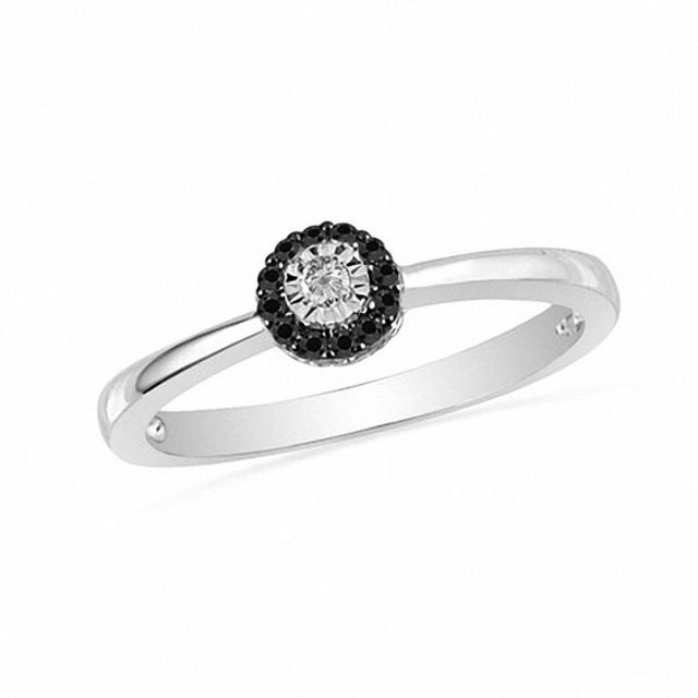 1/10 CT. T.w. Enhanced Black and White Diamond Promise Ring in Sterling Silver