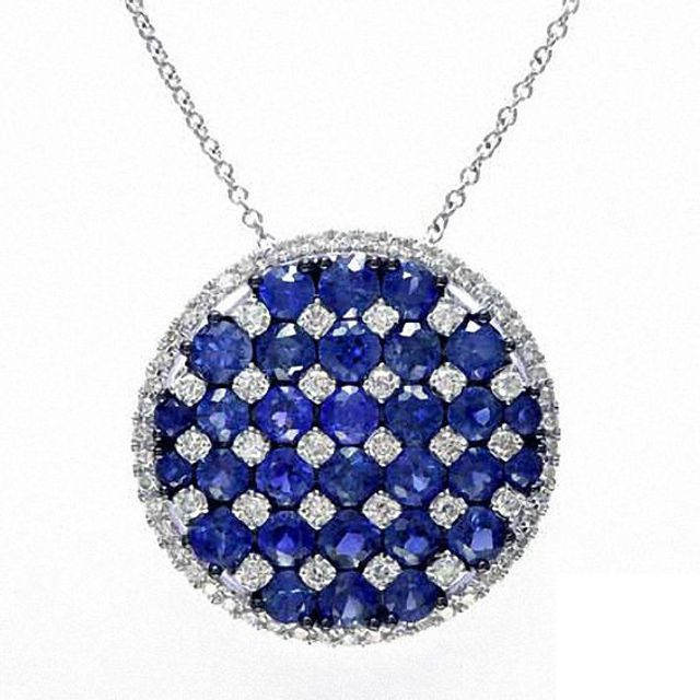 Effyâ¢ Collection Blue Sapphire and 1/2 CT. T.w. Diamond Pendant in 14K White Gold