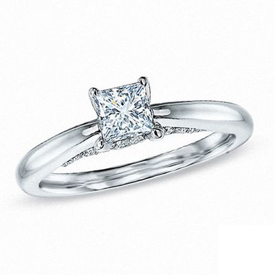 Celebration Ideal 7/8 CT. T.w. Princess-Cut Certified Diamond Engagement Ring in 14K White Gold (J/I1)