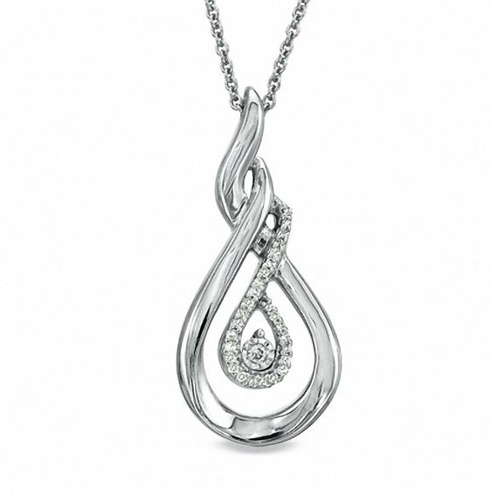 1/10 CT. T.w. Diamond Double Loop Twist Pendant in Sterling Silver