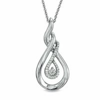 1/10 CT. T.w. Diamond Double Loop Twist Pendant in Sterling Silver