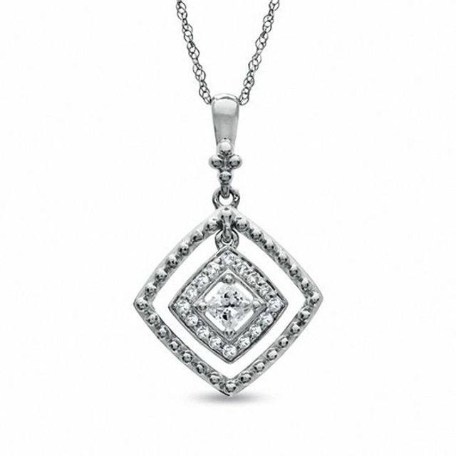 1/4 CT. T.w. Princess-Cut Diamond Kite Drop Pendant in 10K White Gold