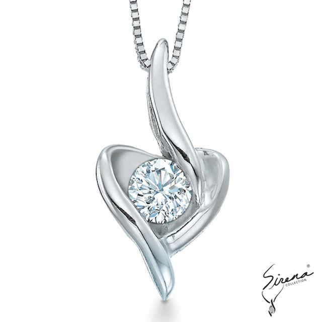 Sirenaâ¢ 1/10 CT. Diamond Solitaire Pendant in 10K White Gold