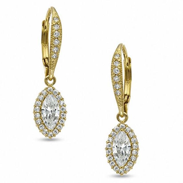AVA Nadri Marquise-Cut Cubic Zirconia and Crystal Drop Earrings in Brass with 18K Gold Plate