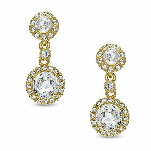 AVA Nadri Cubic Zirconia and Crystal Drop Earrings Brass with 18K Gold Plate