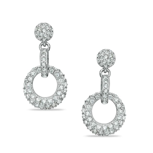 AVA Nadri Crystal Doorknocker Earrings in White Rhodium Brass