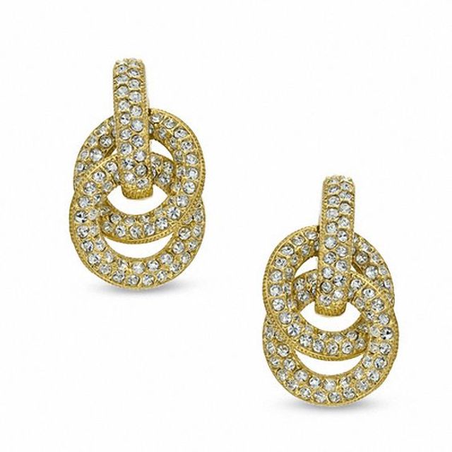 AVA Nadri Crystal Infinity Earrings in Brass with 18K Gold Plate