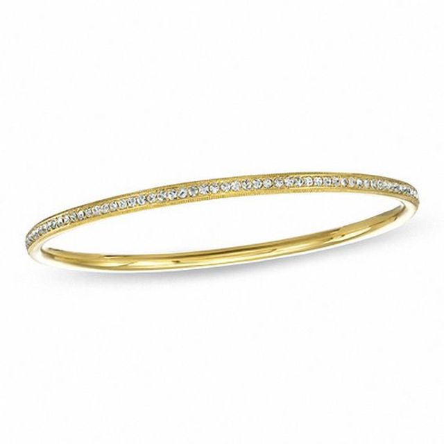 AVA Nadri Crystal Bangle in Brass with 18K Gold Plate - 7.5"