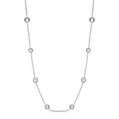 AVA Nadri Cubic Zirconia and Crystal Station Necklace in White Rhodium Brass - 16"