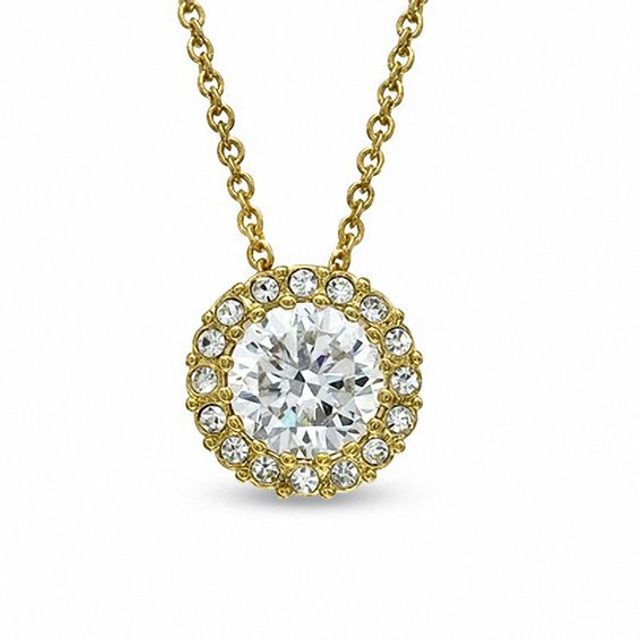 AVA Nadri Cubic Zirconia and Crystal Pendant in Brass with 18K Gold Plate - 16.0"