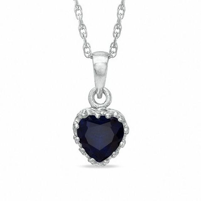 6.0mm Heart-Shaped Lab-Created Blue Sapphire Crown Pendant in Sterling Silver