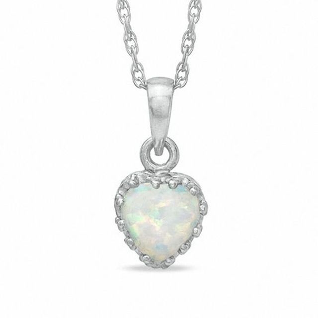 6.0mm Heart-Shaped Lab-Created Opal Crown Pendant in Sterling Silver