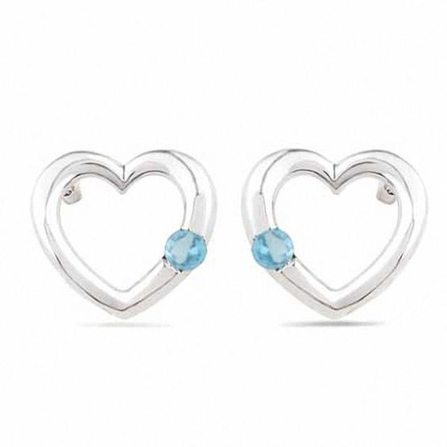 Blue Topaz Heart Earrings in Sterling Silver