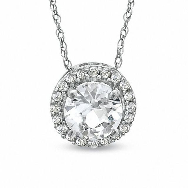 6.0mm Lab-Created White Sapphire Pendant in 10K White Gold