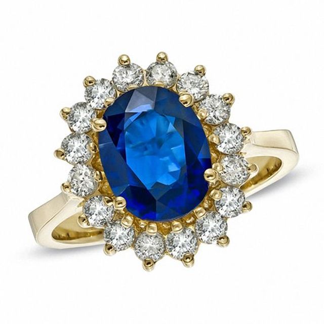 Your Stone Your Storyâ¢ Oval Blue Sapphire and 5/8 CT. T.w. Diamond Frame Ring in 14K Gold