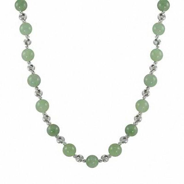 Jade and Brilliance Bead Necklace in Sterling Silver